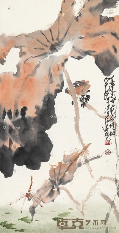 赵少昂 杨善深 秋塘蜻蜓 68×34cm