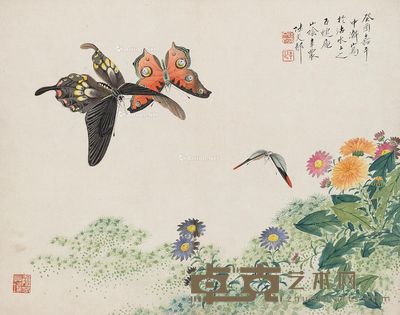 陆文郁 工笔蝴蝶 32×41cm