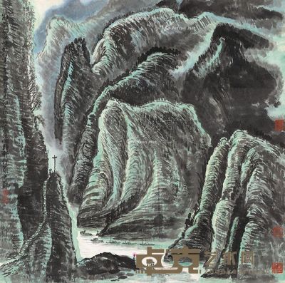 李行简 夔门峡 68×67cm