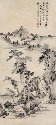 陶成 丙辰（1496年）作 清溪草亭图 立轴 水墨纸本