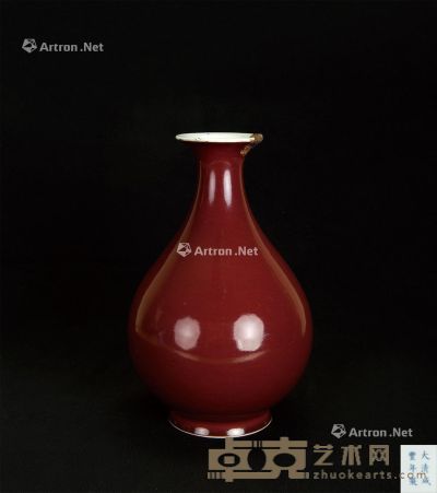 红釉玉壶春瓶 高30cm