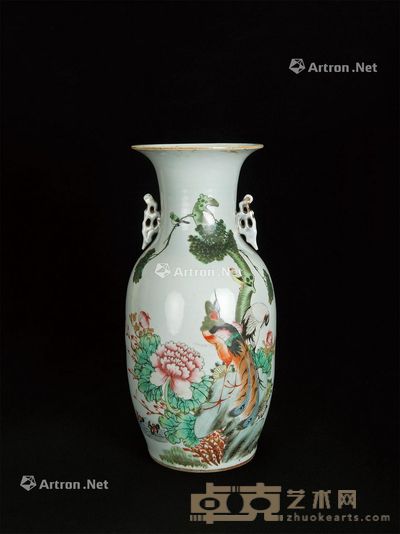 彩釉五伦图双耳瓶 高43cm