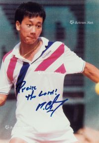 华裔网球明星张德培签名照