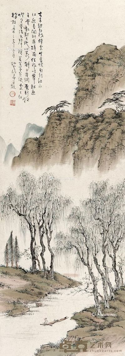 孙雪泥 山水 115×41cm
