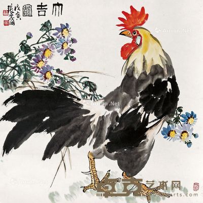 张世简 大吉图 68×68cm