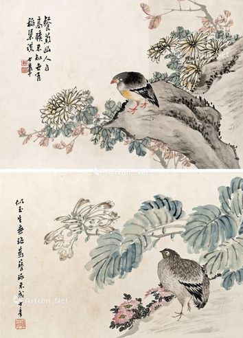 胡少章 花鸟两幅