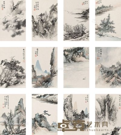 胡佩衡 山水册页十二开 26×16.5cm×12幅