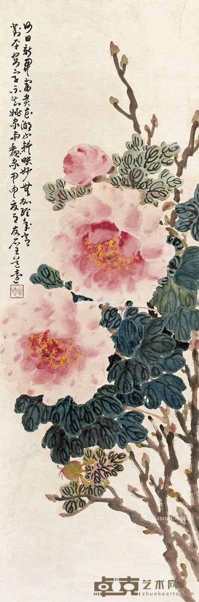 王友石 牡丹 100×33cm