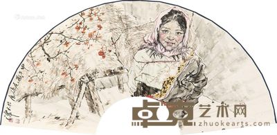 徐展 女孩扇面 25×70cm