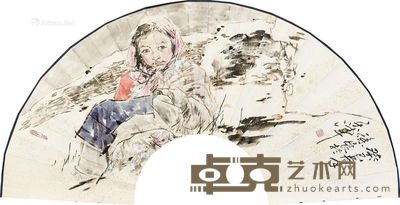 徐展 女孩扇面 20×61cm