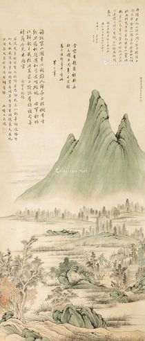 方士庶 山水 立轴 绢本