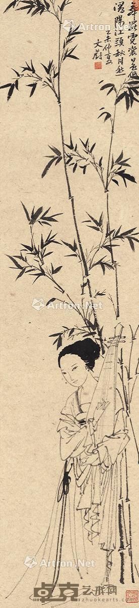 文蔚 竹影独奏图 106×24.5cm