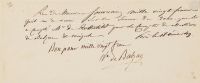 1849年8月18日作 巴尔扎克 去世前一年提及赞助人罗斯柴尔德男爵的亲笔信条