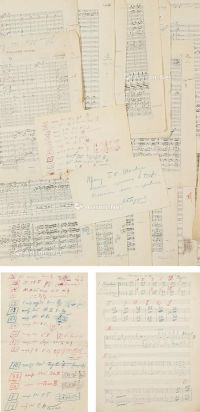 约1916至1917年作 格拉祖诺夫《第三交响曲》创作手稿、《卡累利阿传奇》批改校样、及签名信等重要音乐手稿一批