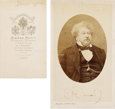 约1867至1870年作　 大仲马 签名照名片