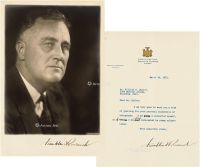 1931年3月18日作 富兰克林·罗斯福 签名照及批改信札