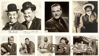 20世纪 美国好莱坞早期著名影星签名照八帧 25.5×20.5cm×6；26×20.5cm×2