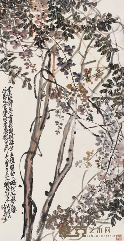 吴昌硕 紫藤图 83.5×166.5cm