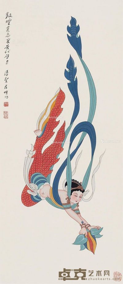 潘絜兹 敦煌飞天 40×91cm