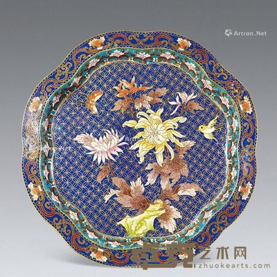 清代 花鸟纹景泰蓝盘 径38cm