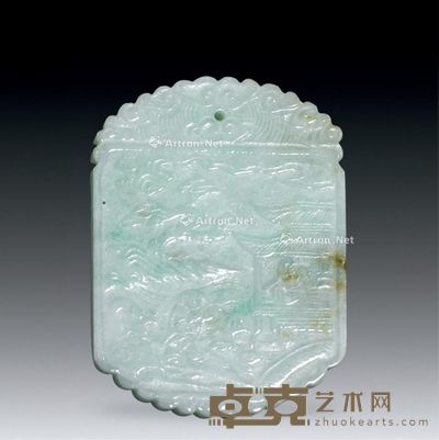 山水人物翡翠牌 5.6×4.2×0.8cm