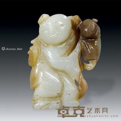 明代 通天孔巧雕欢喜童子 4.7×3.5×1.8cm