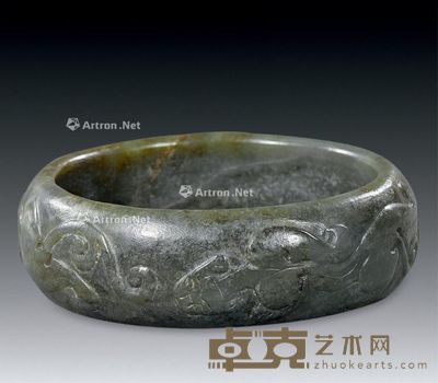 明代 龙纹青玉手镯 内径6.4cm