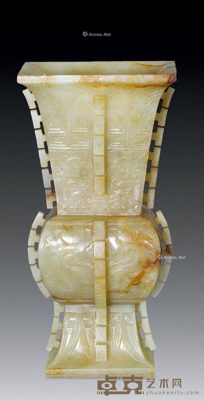 清代 白玉花觚 16.5×8cm