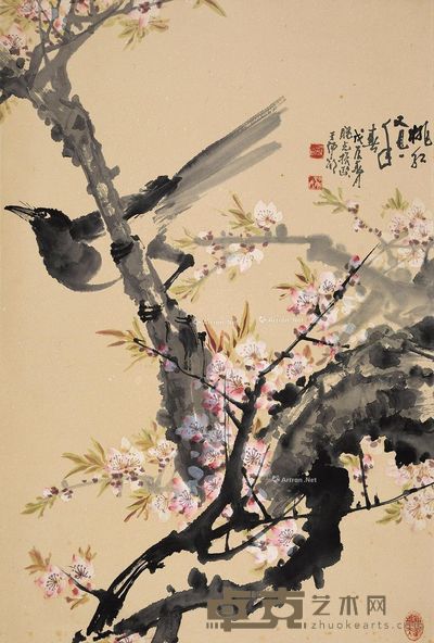 黎振欧 桃红又见一年春 立轴 72×48cm