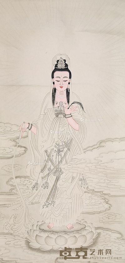 佚名 “佛光”观音像 立轴 129×61cm