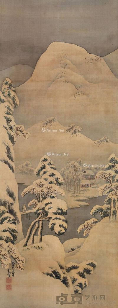 四季之冬图 绢本 129×51cm