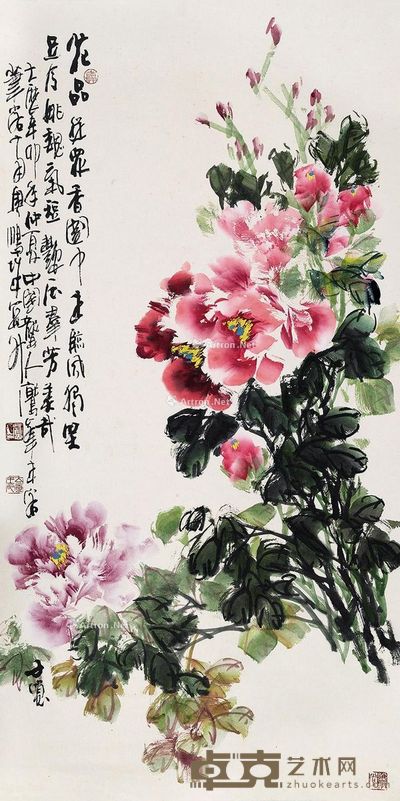 王子亮 牡丹图 立轴 136×68cm