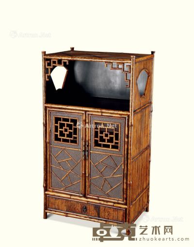 清代（1644-1911年） 斑竹冰裂纹茶柜 长35cm；宽25cm；高65cm