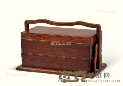 清代（1644-1911年） 黄花梨二层提箱 长29.4cm；宽16.2cm；高18.3cm