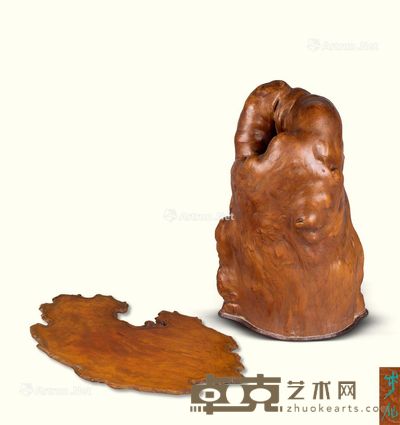 随形木花插 茶盘 (二件一组) 尺寸不一