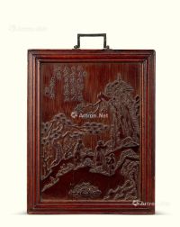 明代（1368-1644年） 嵌竹刻松下髙士图纹挂屏