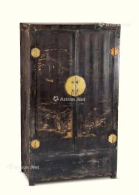 明代（1368-1644年） 黑漆金彩贴金人物故事纹柜