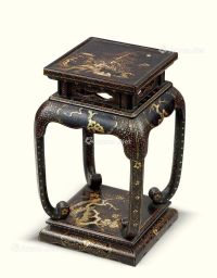 清代（1644-1911年） 大漆嵌螺钿山水楼阁纹香几