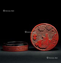 明代（1368-1644年） 剔红对酒当歌纹香盒