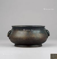 清代（1644-1911年） 铜双兽耳香炉