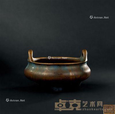 清代(1644-1911年) 铜冲天耳三足香炉 宽18.5cm;高11cm