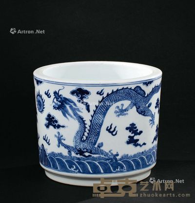 清道光(1821-1850年) 青花二龙戏珠纹香炉 直径20.2cm;高16.5cm