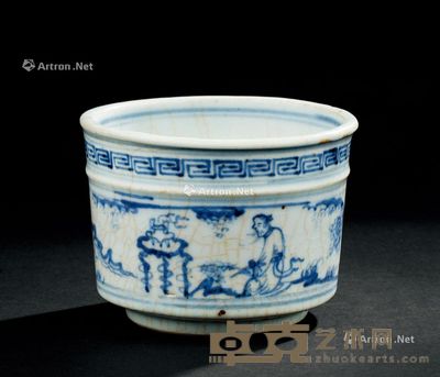 明正德（1506-1521年） 青花髙士纹香炉 直径11.2cm；高8.2cm