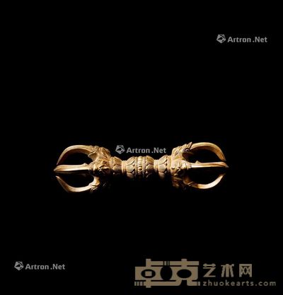 清代(1644-1911年) 铜鎏金金刚杵 长8.7cm