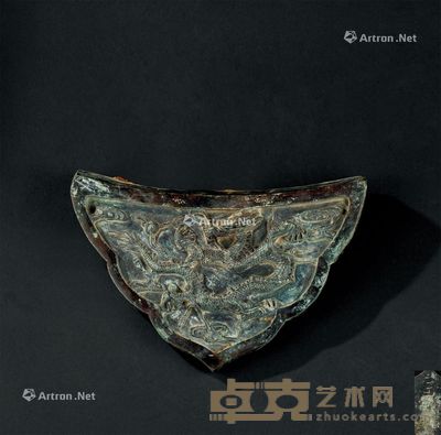 明代-清代(1368-1911年) 铜龙云纹瓦 长21.5cm