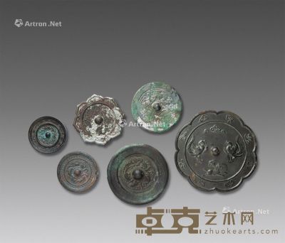 隋代-唐代（581-907年） 各式铜镜 （六件一组） 尺寸不一