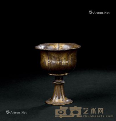 唐代（618-907年） 铜鎏金花口杯 高9.8cm