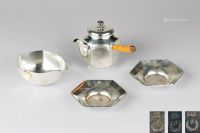 纯银花卉纹茶具 （四件一组）