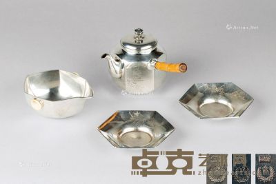 纯银花卉纹茶具 （四件一组） 尺寸不一?479g