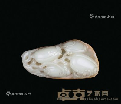 清代（1644-1911年） 白玉留皮瓜瓞绵绵摆件 长6.5；高2.1cm